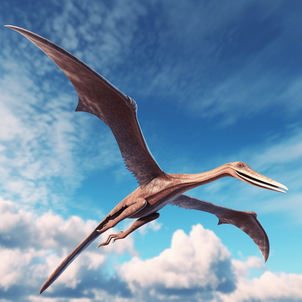 Pterosaur with leathery wings tucked
