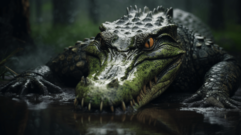 alligator looking menancing