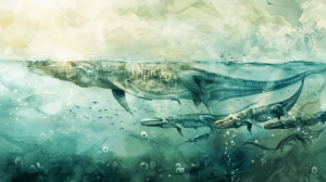 an image depicting the evolutionary journey of ichthyosaurs