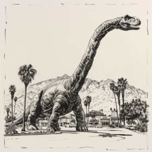 cabazon dinosaurs drawing black white