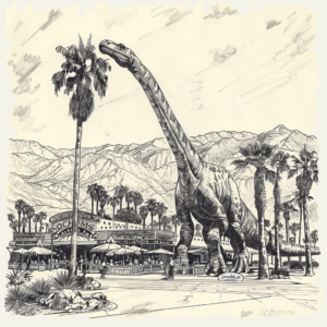 cabazon dinosaurs drawing palm trees