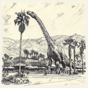 cabazon dinosaurs drawing palm trees