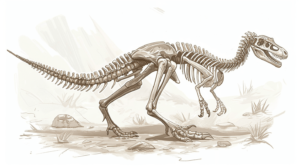 an illustration of a Velociraptor skeleton from the side