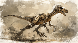 an intricate illustration of a Velociraptor