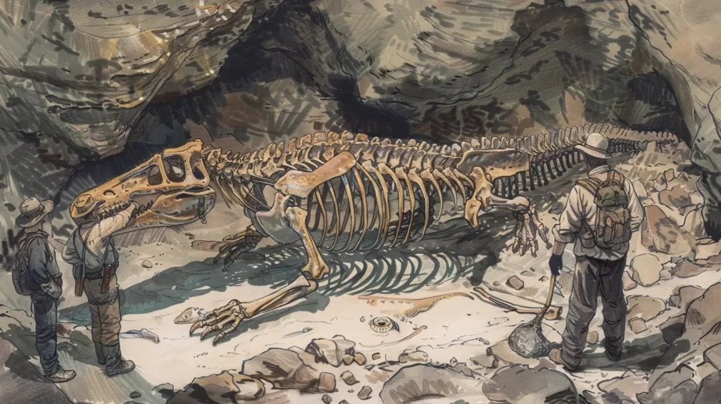 paleontologists are excavating an Elasmosaurus