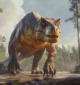 Iguanodon standing upright on its hind legs